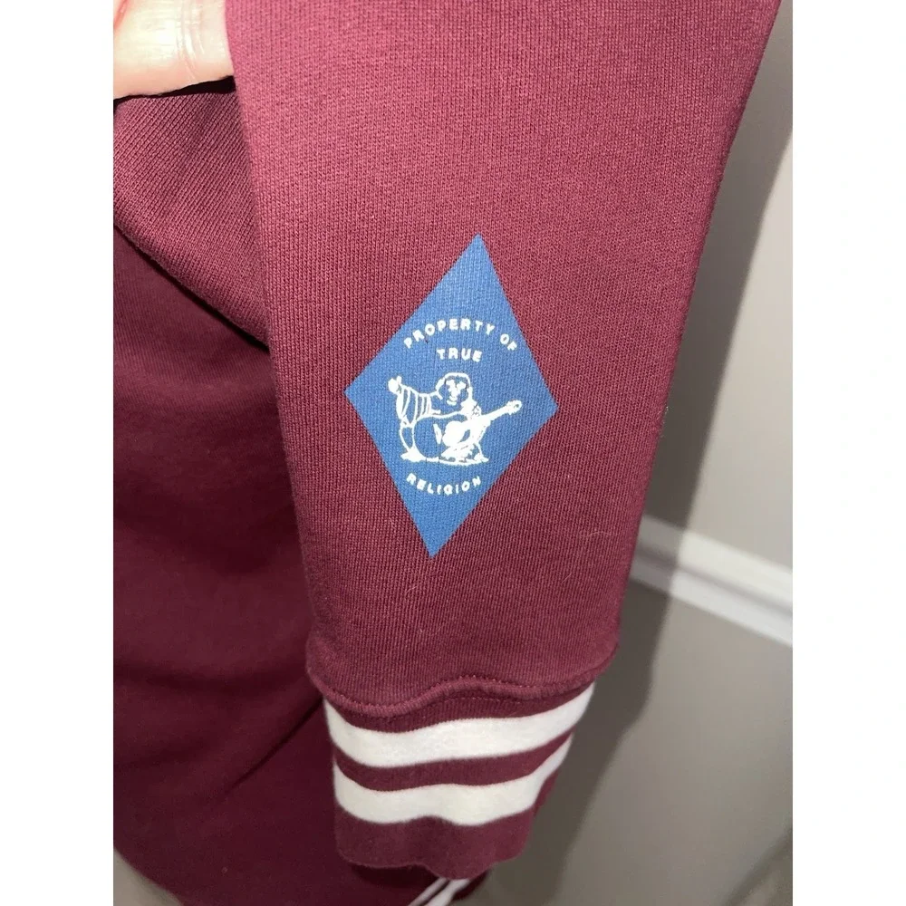 True Religion Brand Jeans‎ TR ZIP MENS HOODIE Burgundy Size Large Sweatshirt